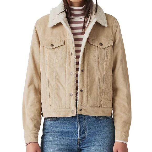 Levi's Jackets & Blazers - Levi's Beige Sherpa Collar Corduroy Trucker Jacket